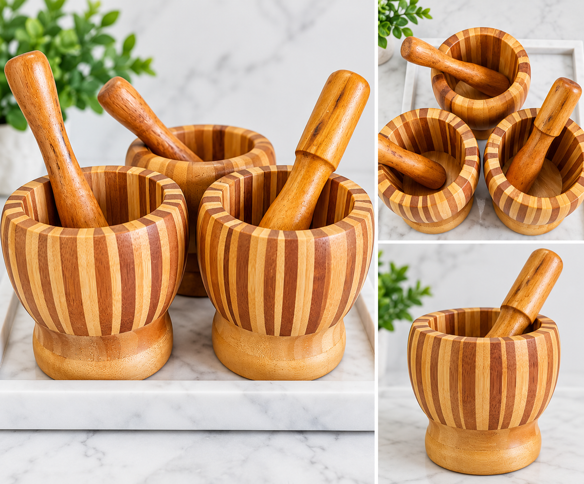 Small Wooden Mortar and Pestle