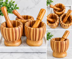 Small Wooden Mortar and Pestle