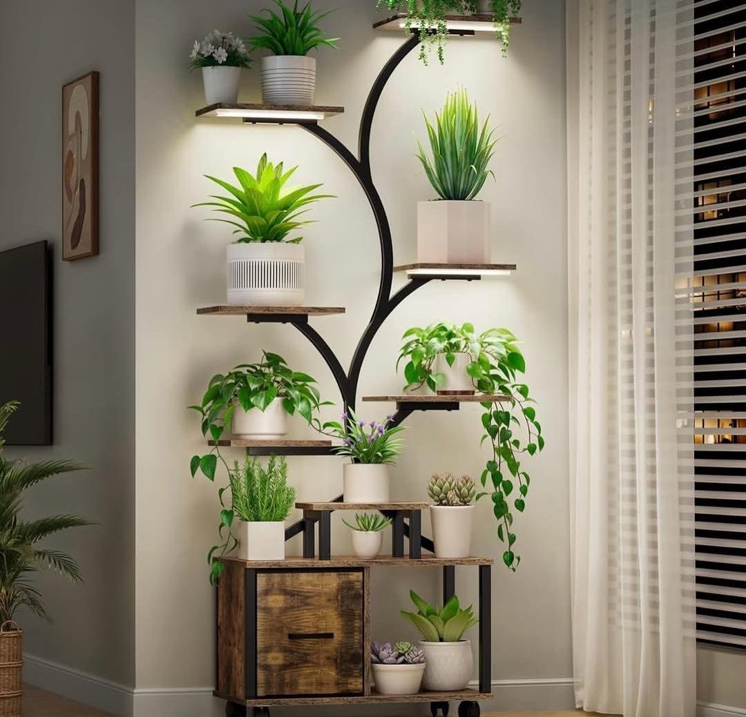 Indoor 9 Tier Plant Stand with Grow Light